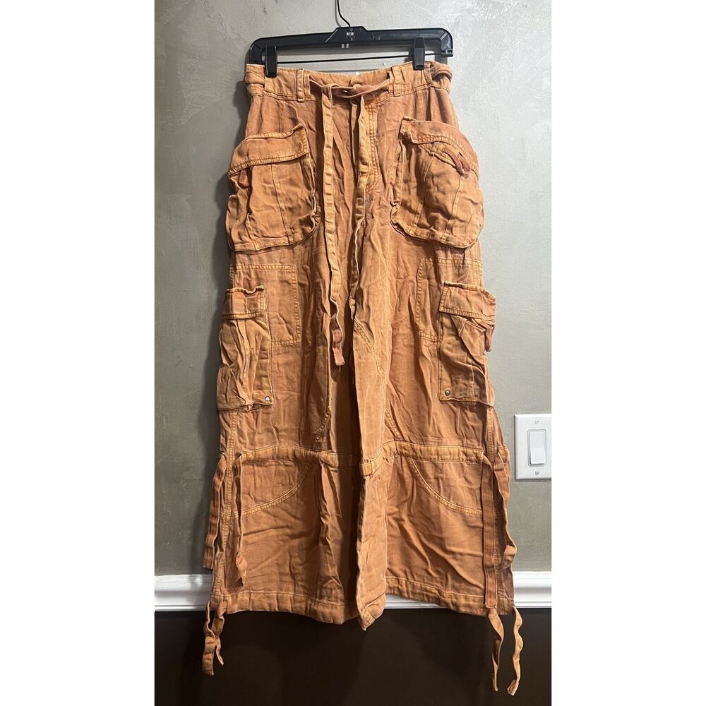 Free People Big Sky Parachute Cargo Pants Orange S Small NEW - Picture 2 of 4